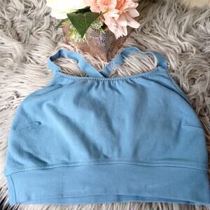 Organic Cotton and Recycled Spandex Activewear Pansy Blue Sports Bra Large